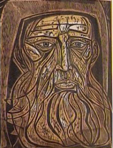Moses Woodcut 17 1/4" x  21 1/4" ebay 3/03